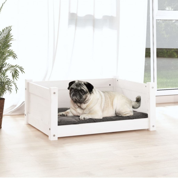 Cama para perros madera maciza de pino blanco 65.5x50.5x28 cm M 3