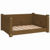 Cama para perros madera maciza pino marrón miel 65.5x50.5x28 cm 2