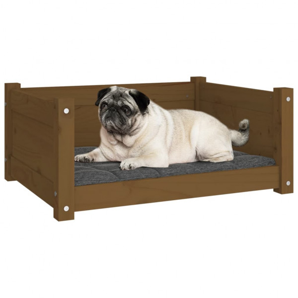 Cama p/ cães 65.5x50.5x28 cm madeira pinho maciça castanho mel M 4