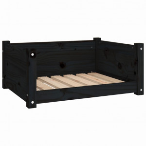 Cama para cães 65.5x50.5x28 cm madeira de pinho maciça preto H