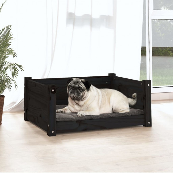 Cama para perros madera maciza de pino negro 65.5x50.5x28 cm M 3