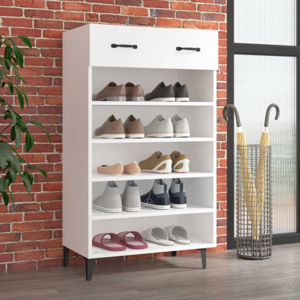 Mueble zapatero de madera contrachapada blanco 60x35x105 cm D