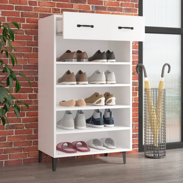 Mueble zapatero de madera contrachapada blanco 60x35x105 cm M 3