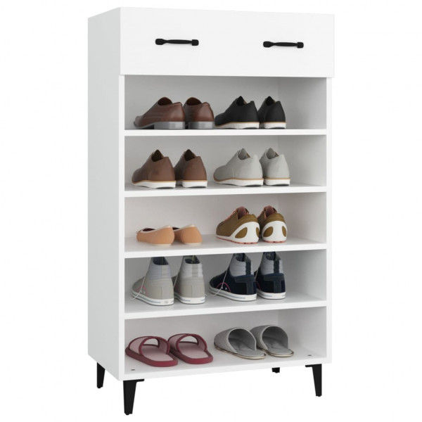 Mueble zapatero de madera contrachapada blanco 60x35x105 cm M 5