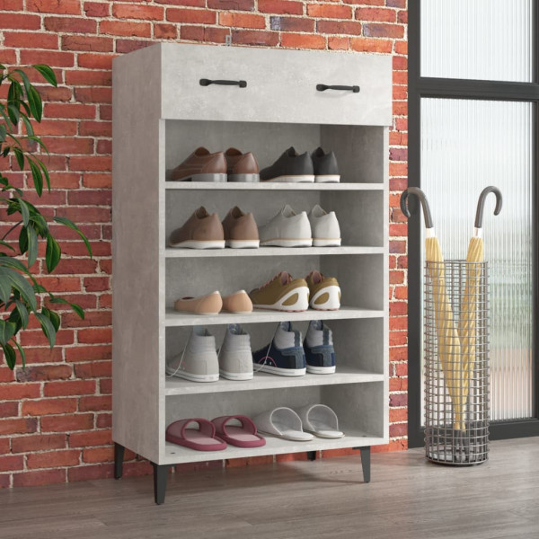 Mueble zapatero madera contrachapada gris hormigón 60x35x105 cm D