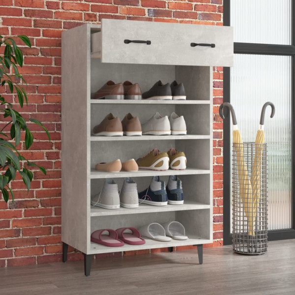 Mueble zapatero madera contrachapada gris hormigón 60x35x105 cm M 3
