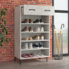 Mueble zapatero madera contrachapada gris hormigón 60x35x105 cm 3