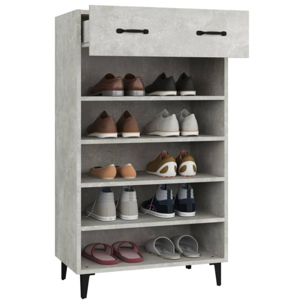 Mueble zapatero madera contrachapada gris hormigón 60x35x105 cm M 4