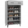 Mueble zapatero madera contrachapada gris Sonoma 60x35x105 cm 4