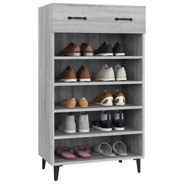 Mueble zapatero madera contrachapada gris Sonoma 60x35x105 cm M 5
