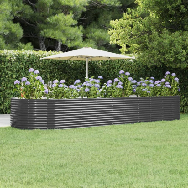 Jardinera arriate acero recubrimiento polvo gris 447x140x68 cm D