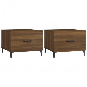 Mesas de centro com pernas de metal 2 pcs 50x50x40 cm castanho H