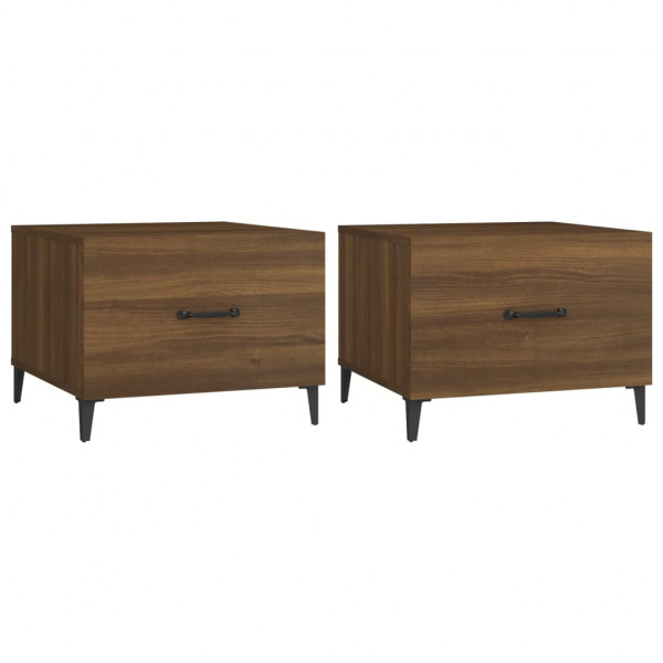 Mesas de centro com pernas de metal 2 pcs 50x50x40 cm castanho M 2