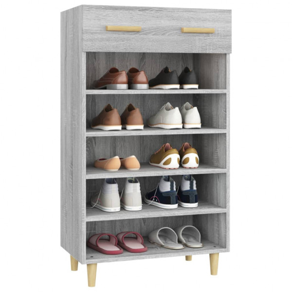 Mueble zapatero madera contrachapada gris Sonoma 60x35x105 cm M 4
