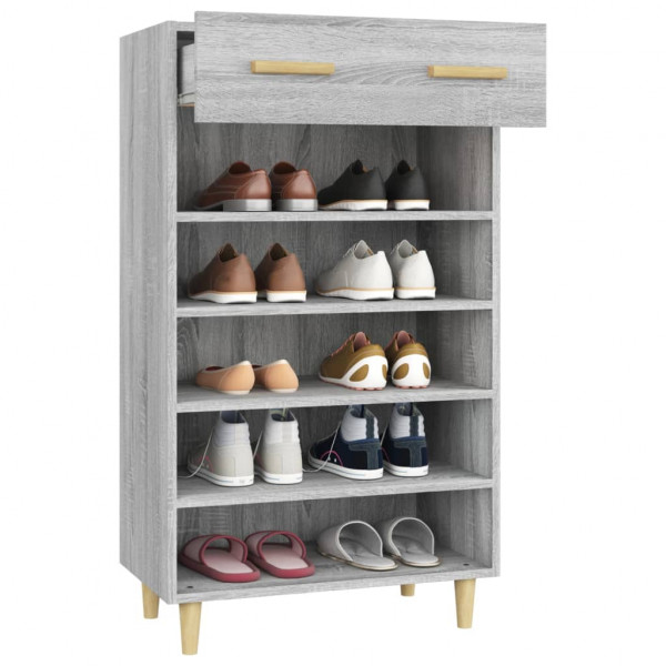 Mueble zapatero madera contrachapada gris Sonoma 60x35x105 cm M 5