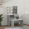 Juego de tocador con LED madera contrachapada gris Sonoma 4