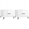 Mesa de centro patas de metal 2 uds blanco brillo 50x50x40 cm 2