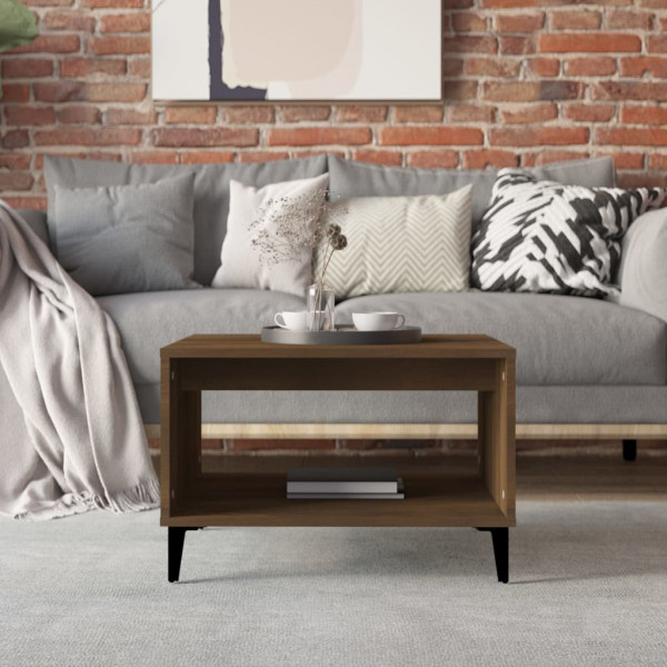 Mesa de centro madera contrachapada marrón roble 60x50x40 cm M 5
