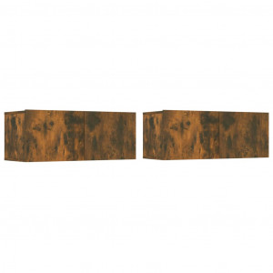 Mueble de TV 2 uds madera contrachapada color roble 80x30x30 cm H