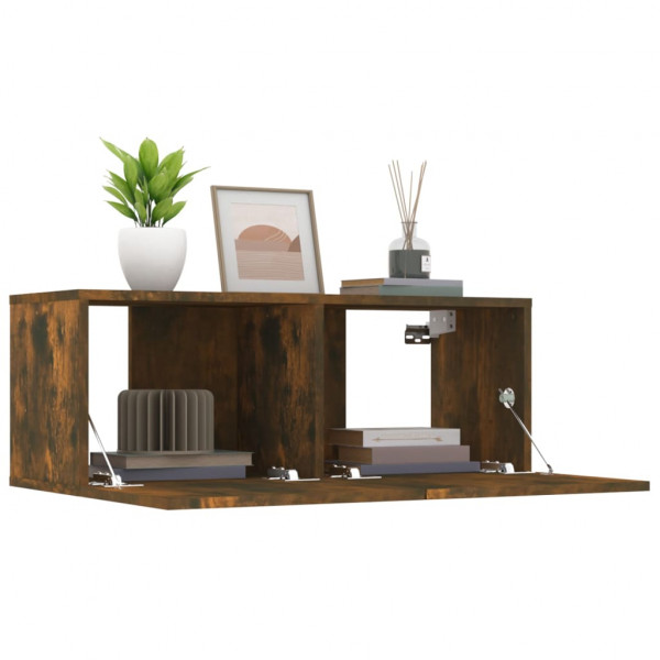 Mueble de TV 2 uds madera contrachapada color roble 80x30x30 cm M 5