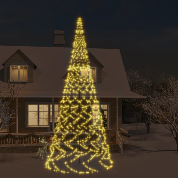 Árbol de Navidad en asta bandera 3000 LED blanco cálido 800 cm D