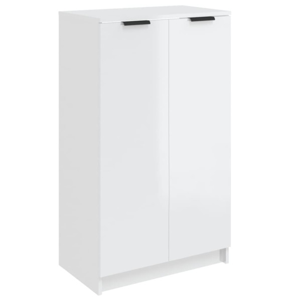 Mueble zapatero madera contrachapada blanco brillo 59x35x100 cm M 2