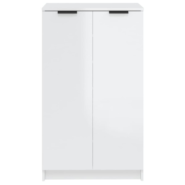 Mueble zapatero madera contrachapada blanco brillo 59x35x100 cm M 5