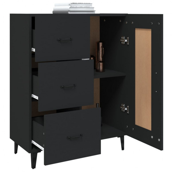 Aparador de madera contrachapada negro 69.5x34x90 cm M 5