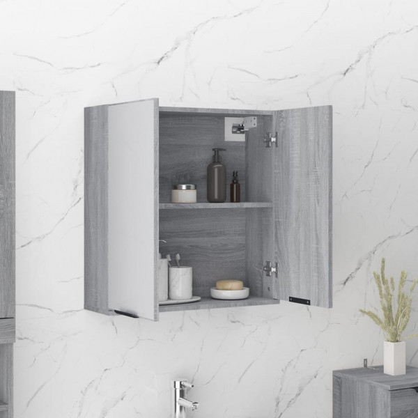 Armario de baño con espejo color gris Sonoma 64x20x67 cm M 4