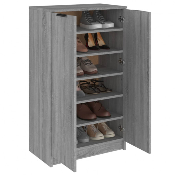 Mueble zapatero madera contrachapada gris Sonoma 59x35x100 cm M 4