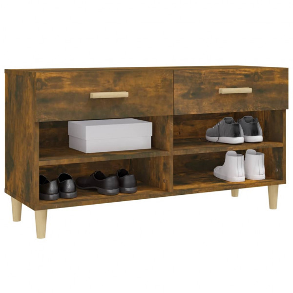Mueble zapatero madera contrachapada roble ahumado 102x35x55 cm M 4