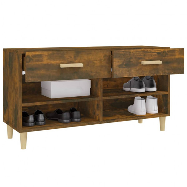 Mueble zapatero madera contrachapada roble ahumado 102x35x55 cm M 5