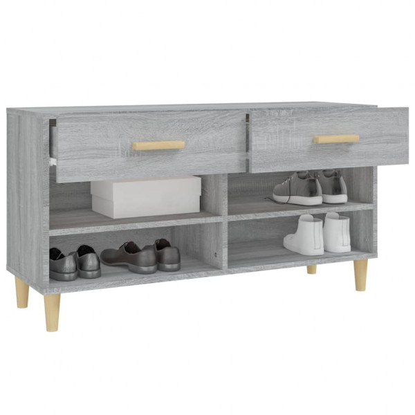 Mueble zapatero madera contrachapada gris Sonoma 102x35x55 cm M 5