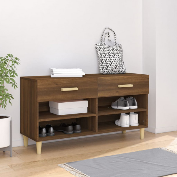Mueble zapatero madera contrachapada marrón roble 102x35x55 cm D