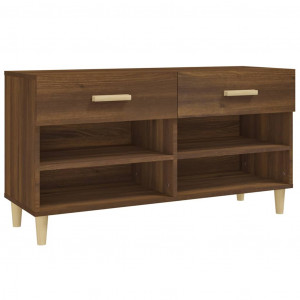 Mueble zapatero madera contrachapada marrón roble 102x35x55 cm H