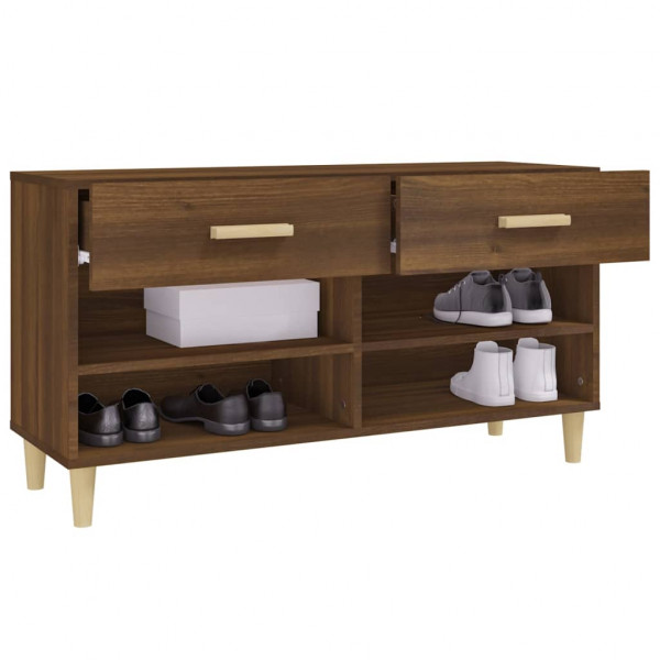 Mueble zapatero madera contrachapada marrón roble 102x35x55 cm M 5