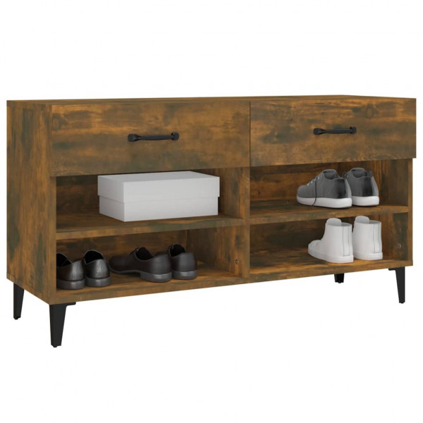 Mueble zapatero madera contrachapada roble ahumado 102x35x55 cm M 4