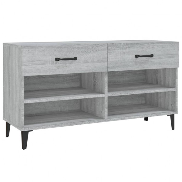 Mueble zapatero madera contrachapada gris Sonoma 102x35x55 cm M 2