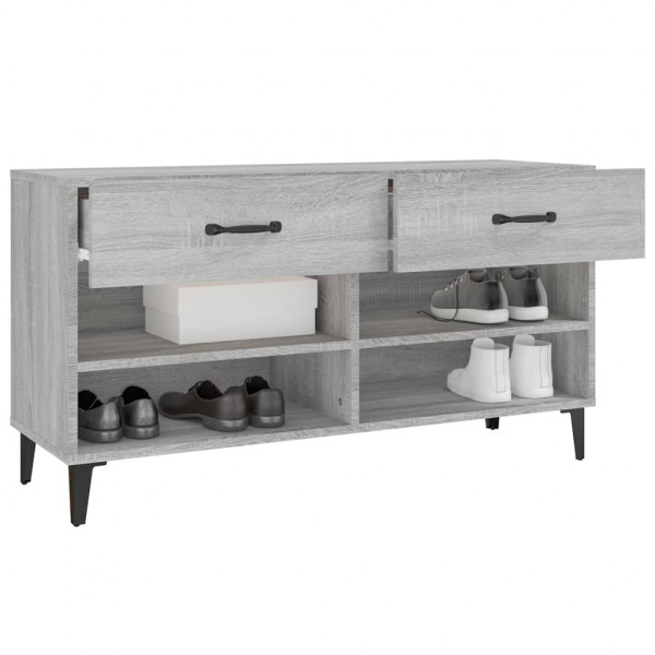 Mueble zapatero madera contrachapada gris Sonoma 102x35x55 cm M 5
