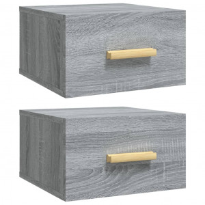 Mesitas de noche de pared 2 uds color gris Sonoma 35x35x20 cm H