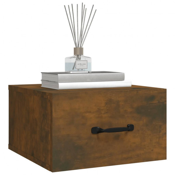 Mesa de cabeceira de parede 35x35x20 cm cor carvalho fumado M 4