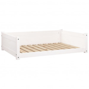 Cama para cães 95.5x65.5x28 cm madeira de pinho maciça branco H