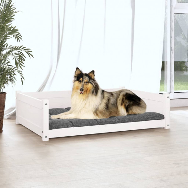 Cama para perros madera maciza de pino blanco 95.5x65.5x28 cm M 3