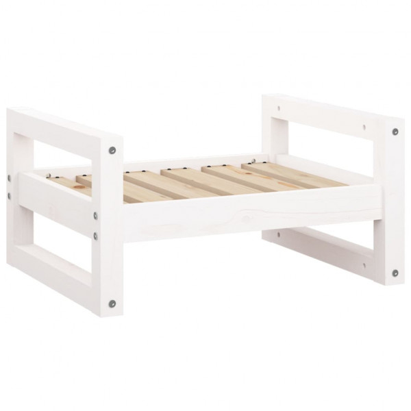 Cama para cães 55.5x45.5x28 cm madeira de pinho maciça branco M 2