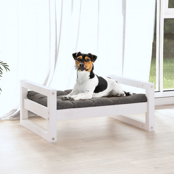 Cama para perros madera maciza de pino blanco 55.5x45.5x28 cm M 3