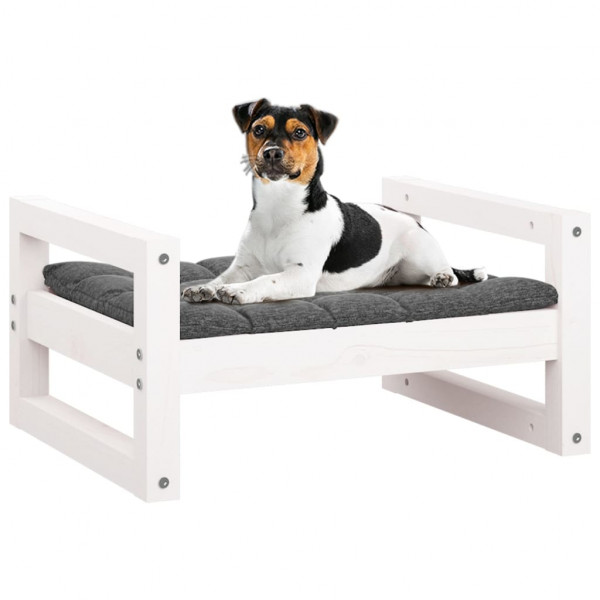 Cama para perros madera maciza de pino blanco 55.5x45.5x28 cm M 4