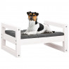 Cama para cães 55.5x45.5x28 cm madeira de pinho maciça branco 4