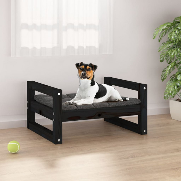 Cama para perros madera maciza de pino negro 55.5x45.5x28 cm D