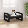Cama para cães 55.5x45.5x28 cm madeira de pinho maciça preto 1