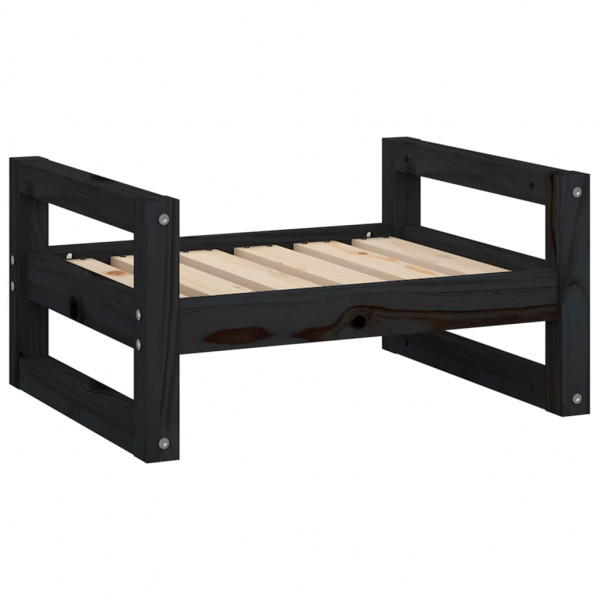 Cama para cães 55.5x45.5x28 cm madeira de pinho maciça preto M 2